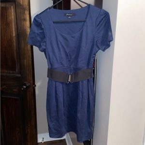 Navy short Forever 21 dress with black belt.
